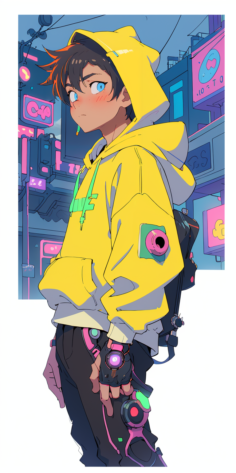 00085-2365473360-(masterpiece, best quality), 1boy, cyberpunk, hoodie, neon, cloudy sky,.png